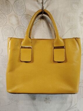 Boris In Pelle Structured Yellow Pebbled Satchel Handbag